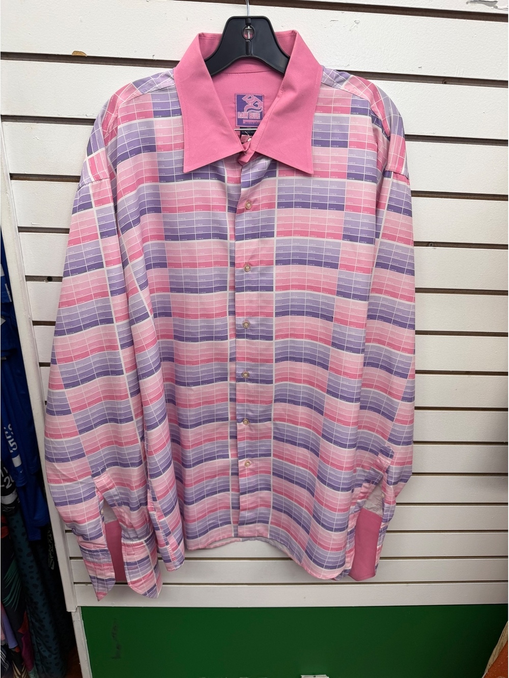 Raw Blue Innovations Men’s 2XL Pink Purple Plaid Button Down Shirt